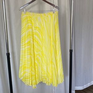 Soft Surroundings Skirt Women PXL Yellow White Lined Loose Pleated Elastic Waist